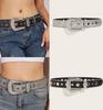 Trendy European & American Sequined Rhinestone Leather Belt