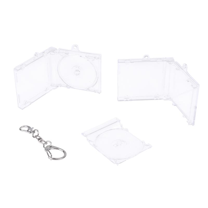 Mini Cd Keychain Album Cases Plastic Cd Cases Clear Dvd Cover Bulk Dvd Jewel Keyring Music Blank Mini Compact Disc Holder