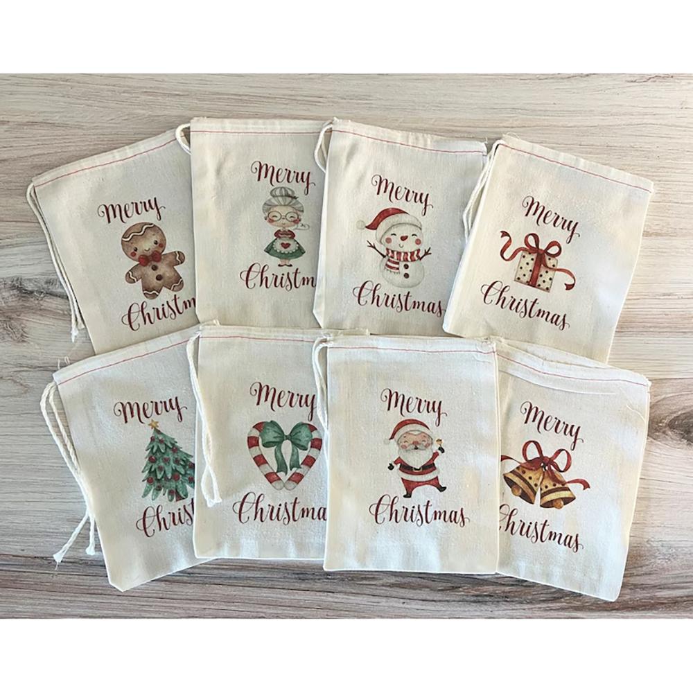 

Merry Christmas Gift Bags Christmas Gift Wrapping Christmas Stocking Stuffers Favors New Year Present Santa Claus Holiday Party 8pcs 13X18cm