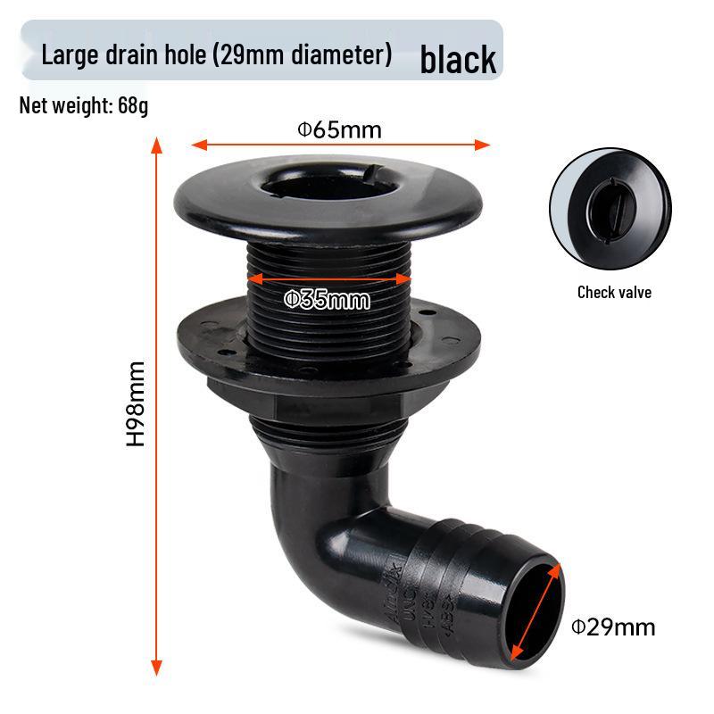 90° Marine Sewage Drain Outlet for Yacht Hull - Black/White