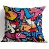 Colorful Graffiti Pattern Decorative Pillow Covers Pattern Cushion Cover Suitable For Sofa Bedroom Car Pillow Cover