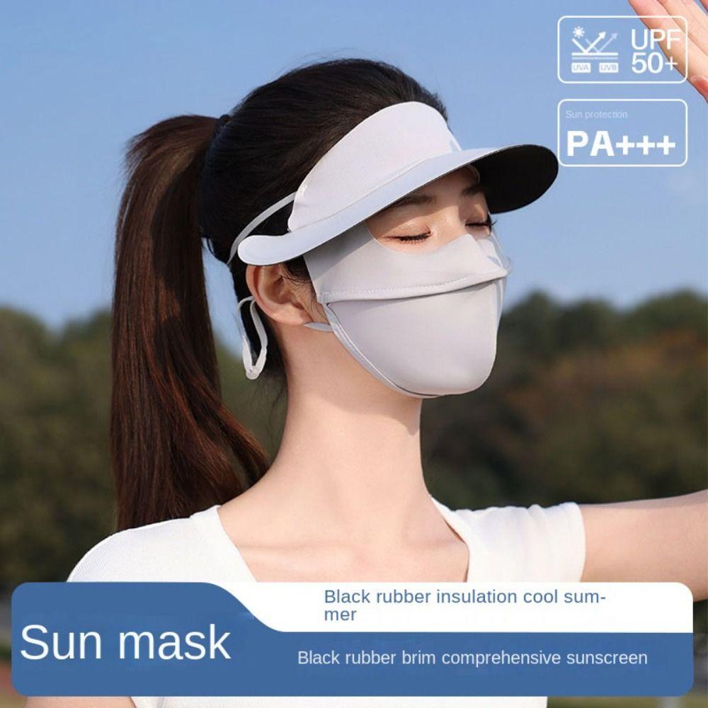 Ear Loop Sunscreen Mask with Hat-Brim Women's Protective Face Towel Fashion Face Cover  Summer
