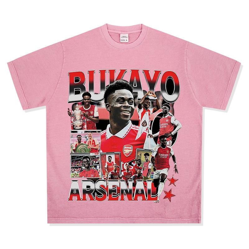 Hooded Sweater Abukayosak T-Shirt Heavy Vintage Bukayo Crew Neck Saka Print Short Sleeve