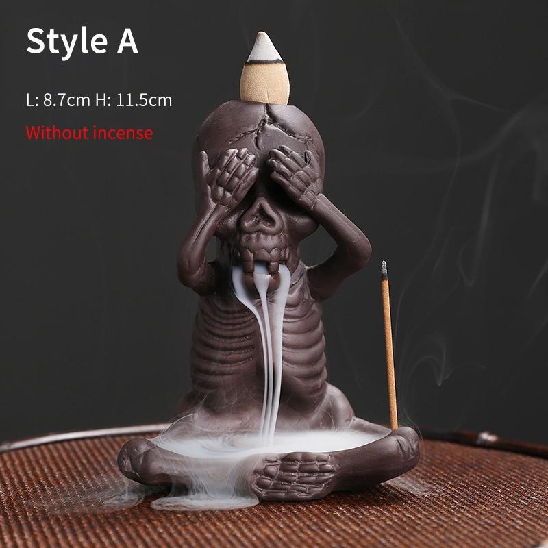 Purple Clay Backflow Incense Burner Halloween Gift American Style Skull Small Ghost Backflow Incense Burner Ornament
