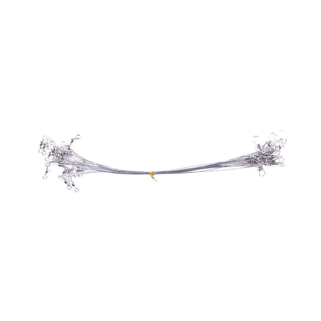 50Pcs 15cm/20cm/25cm High Strength Fishing Wire Leaders Heavy Duty Fishing Stainless Wire Leaders with Swivels and Snaps