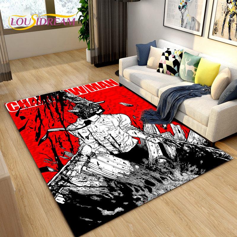 3D Anime Chainsaw Man Denji Cartoon Area Rug,Carpet Rug for Living Room Bedroom Sofa Doormat Decoration, Kids Non-slip Floor Mat
