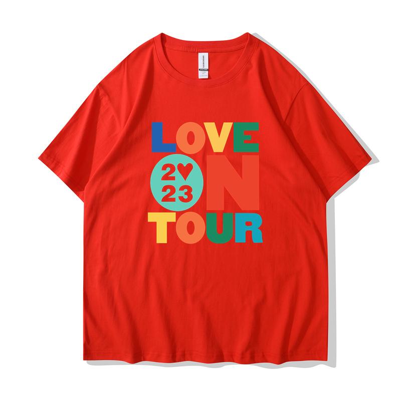 Korean Style Men's and Women's T Shirt Casual Sports T-shirts Love On Tour Concert Printed Couple Cotton Short-sleeved Tops
