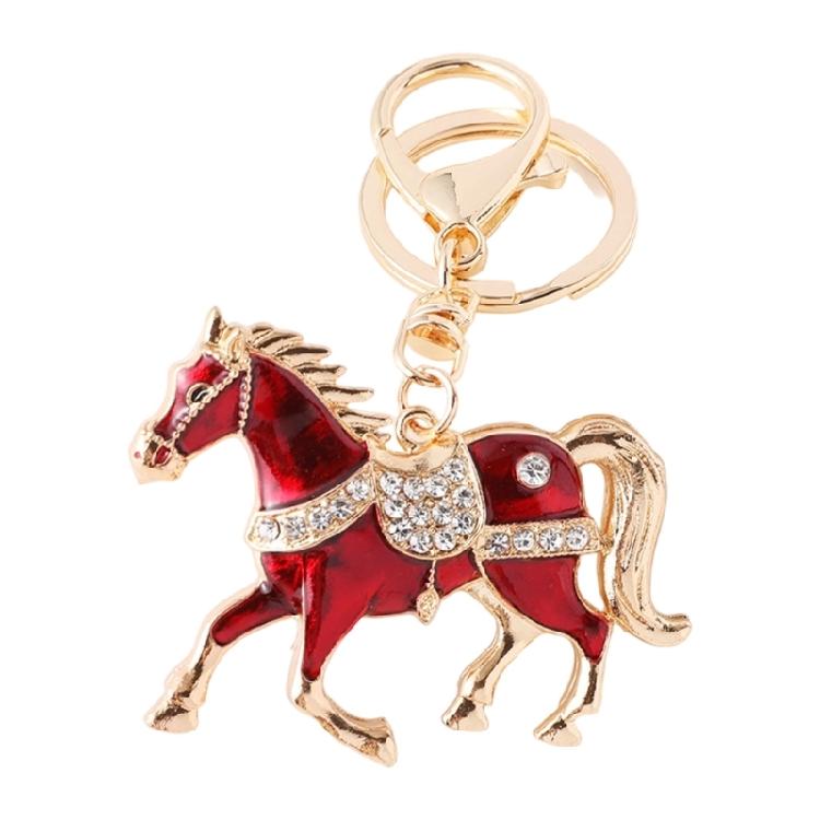 

Horse Zodiacal Keychain Symbolizing Strength and Luck Alloy Decoration for Key Rings Bag Charm Chinese New Year Gift красный