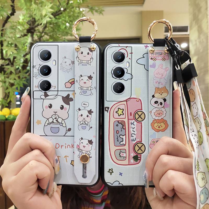 Soft case Ring Phone Case For Realme C65 Silicone Wrist Strap Phone Holder Lanyard Fashion Design Waterproof Shockproof