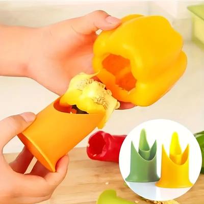2in1 Kitchen Seed Remover Pepper Chili Bell Jalapeno Corer Seed Remover Green Pepper Chilli Cutter Corer Slicer Fruit Peeler Kitchen Utensil