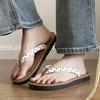Flip Flops Shoes for Women on Beach Sandals Soft Woman Slippers Flat Outside Casual Slides Summer 2025 Trend Easy Wears Footwear