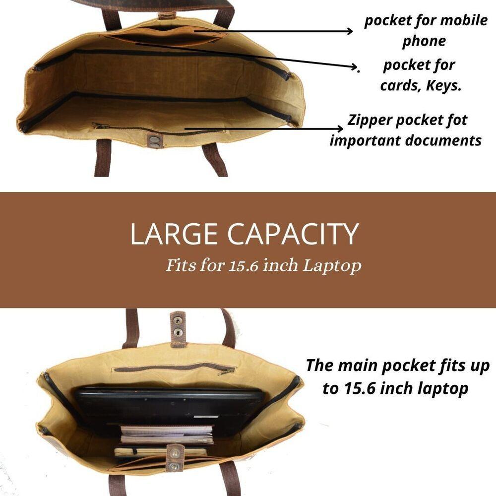 Women Real Genuine Brown Leather Tote Shoulder Handmade Bag Casual Travel Purse