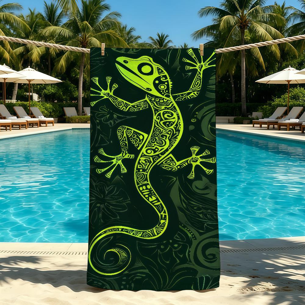 Cute Towel Animal Gecko For Outdoor Camping Leopard Beach Towel Super Absorbent Quick-Drying Summer Towel