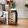 Mobile Office Pedestal, 5 Drawers, Wood, 40 x 40 x 67 cm, Brown