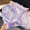 Luxury   Floral Print Square Silk Scarf For Women Hijab Hair Bands 70Cm Neckerchief Female Satin Shawl Ribbon Headband