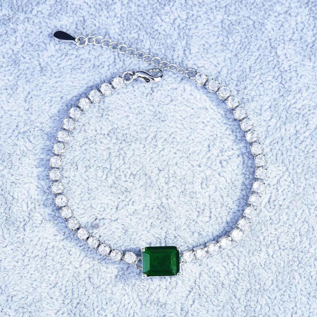 Luksusowy Kwadratowy Naszyjnik z Diamentami Księżniczki, Lekko Wysadzany Diamentami Szmaragdowym Szlifem Bransoletka Kolczyki Wisiorek Zestaw Biżuterii