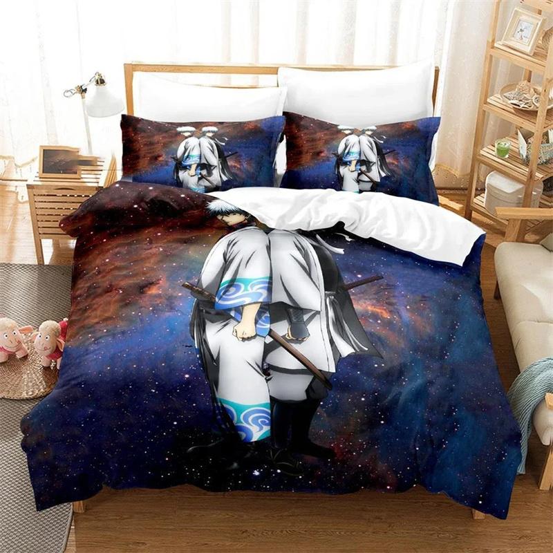 

Breathable Soft Double Twin Full Queen King 3D Printed Gintama Anime Gintoki Sakata Adult Kids Bedclothes Quilt Comforter (quilt)-EU Single(135*200cm)3pcs