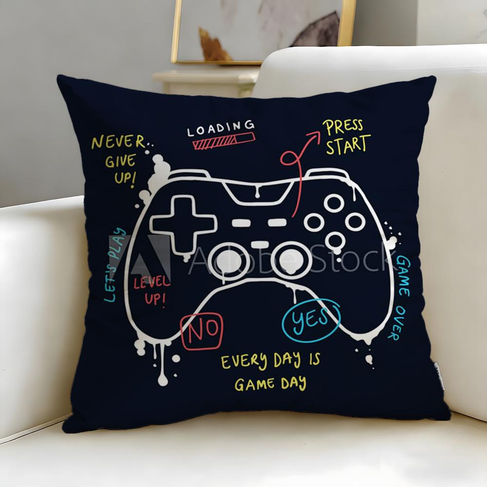 game Colorful Graffiti Game Gamepad Cushion Cover Soft  EasyWash Pillow Case  Versatile for Couch Bed Travel and Office