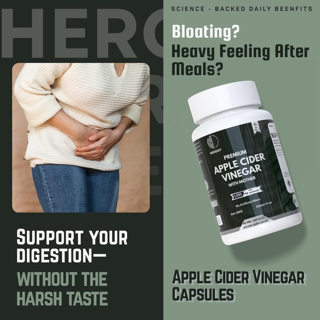 Apple Cider Vinegar (ACV) Capsules | 1000 Mg | Dietary Supplement