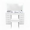 Dressing Table with LED Mirror 142x40x1145 Home | Tempered Glass Countertop | Padded Stool | Dimmable Lighting | 11 Drawers