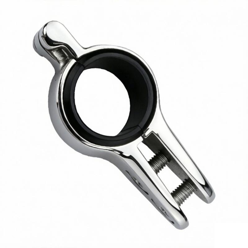 Marine Hardware Clamp for Boat Bimini Top Support, Stainless Steel Screw Lock Fitting with Protective Liner Sleeve