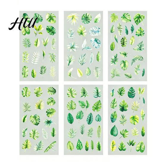 Floral Plant Decals 6 Sheets/Set Natural Flower Scrapbook Stickers, Waterproof PVC Plants Decals, Hand-painted Stickers Transparent Decorative for DIY