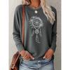 Floral Dreamcatcher Pattern Women's Casual Printed Elegant Long Sleeve fashion vintage beautiful party women's clothing A cute round-neck top,
