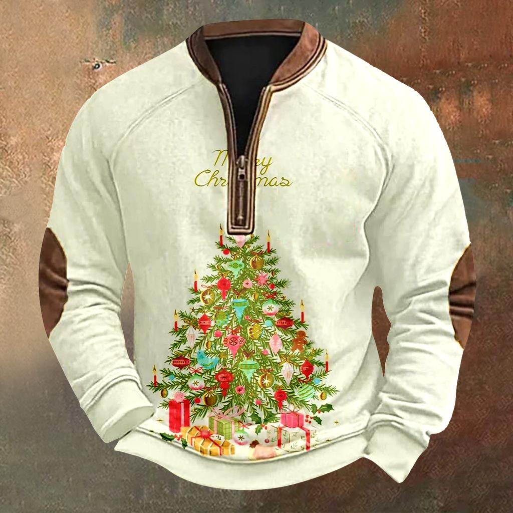 Men's Christmas Retro Casual Zipper Sweatshirt