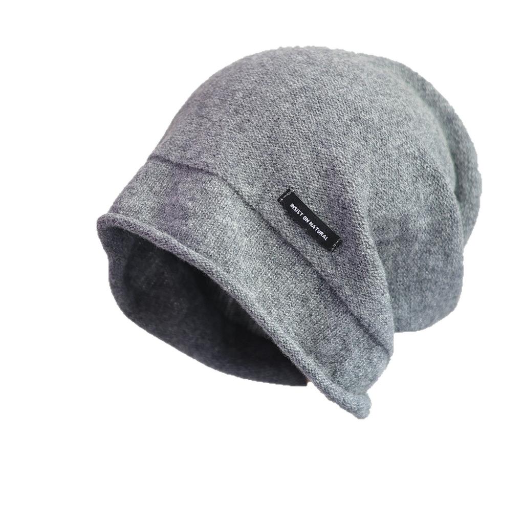Laid-back Style Soft Knitted Pile Hat with English Logo  Fashionable and Casual Cold Hat for Autumn and Winter