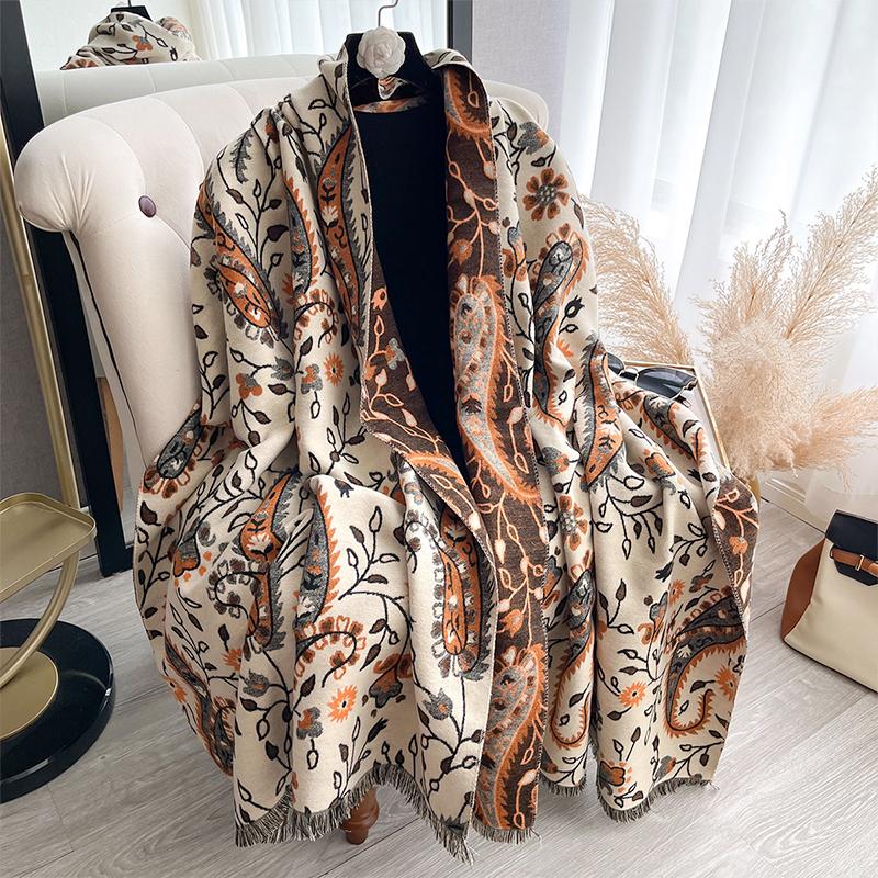 NEW Luxury Women Two-Sided Paisley Scarf Cashmere Soft Warm Pashmina Shawl Winter Outdoor Coldproof Windproof Blanket Scarf