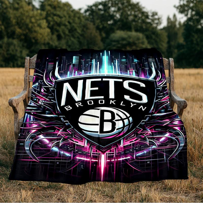 Brooklyn Basketball Team Blanket Flannel Throw for Sofa, Indoor, Camping, Living Room, Office, Chair, And Bed Soft Birthday Gift