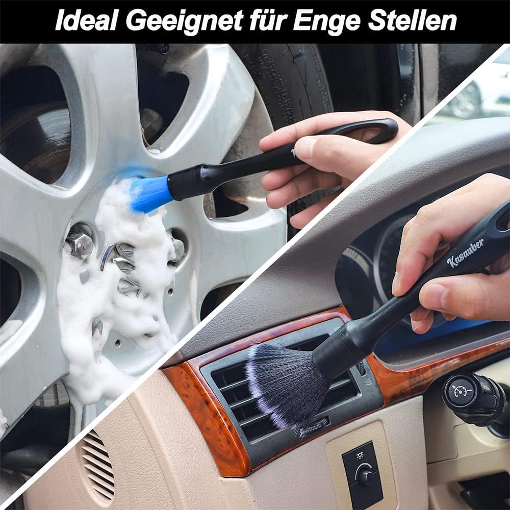 3-teiliges Auto-Detailing-Bürstenset, Auto-Reinigungsbürstenset, ultraweich, Auto-Detailbürste für den Autoinnenraum und die Autopflege, Autoinnenraum im Freien