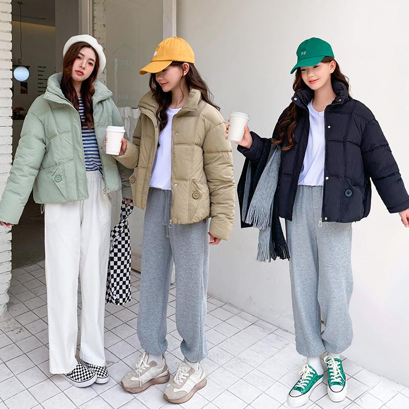 Kvinnor Höst Vinter Soild Färg Tjocka Ytterkläder Bomull Vadderad Hooded Warm Jacket Coat