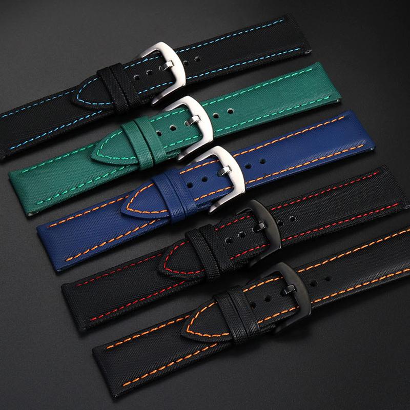 20mm 21mm 22mm 23mm Nylon Leather Bottom Watchband for Mido Helmsman M021 M005 M038 Tudor Seiko Waterproof Watch Strap