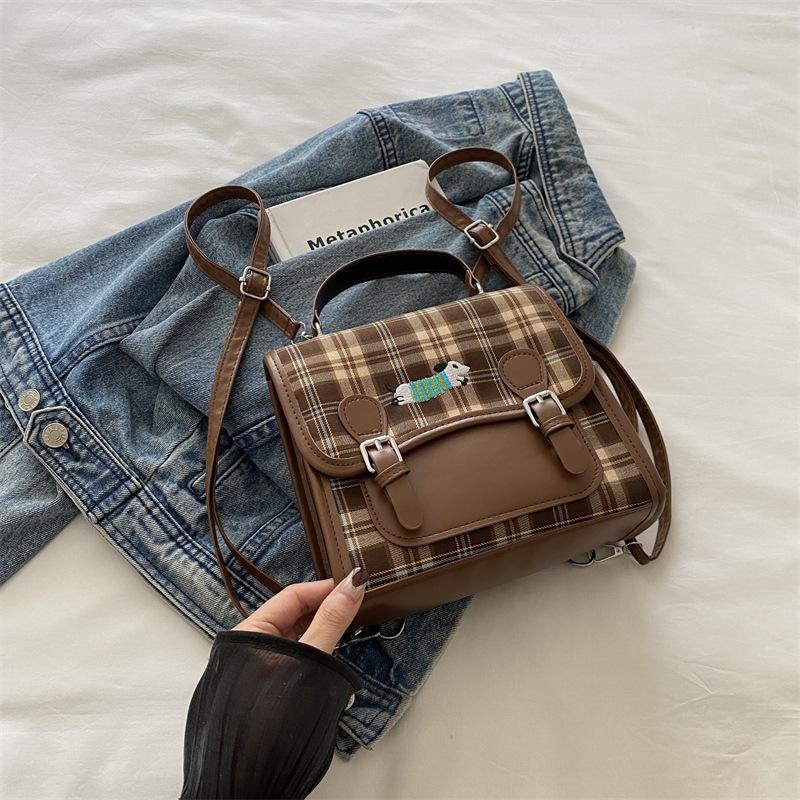 

Backpack Women s Fashion Design Plaid Backpack Versatile Premium Shoulder Crossbody Bag зелёный