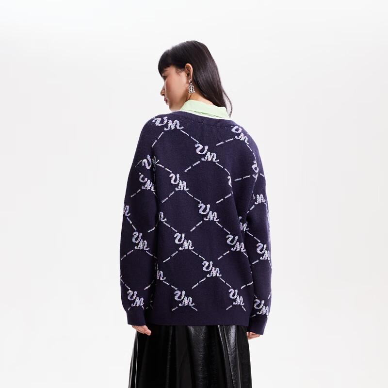 VEROMODA Women's V-Neck Letter Jacquard Knit Sweater