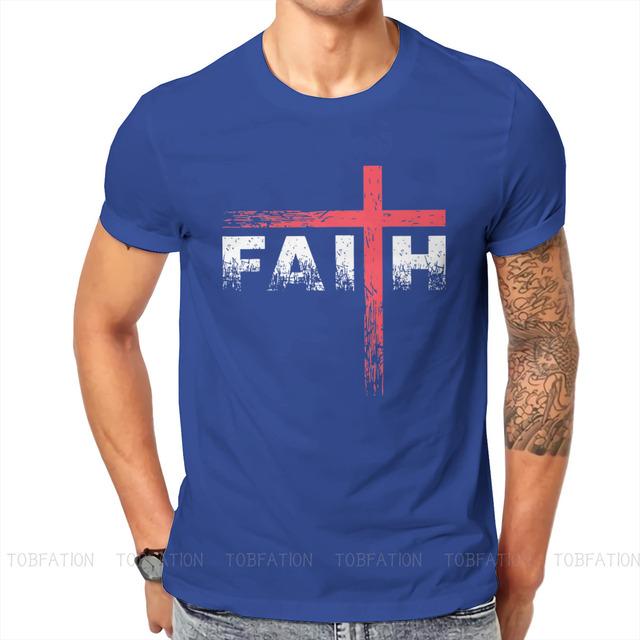 Christian Faith Cross Essential Tričko Vintage Graphic Pánské oblečení Topy Bavlněné tričko s výstřihem