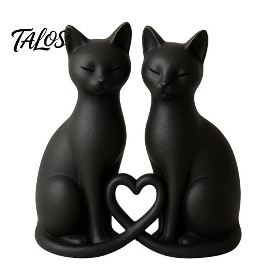 Декоративная фигурка кошки, 3D-печатная фигурка пары, Минималистичная скульптура в форме сердца, С вырезанным в форме сердца дизайном, Романтические украшения для дома чёрный