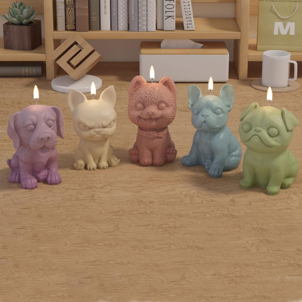 3D Dog Cat Silicone Candle Mold DIY Cute Animal Crystal Resin Mold Glue Gypsum Soap Mold For Candle Making Home Decoration Craft