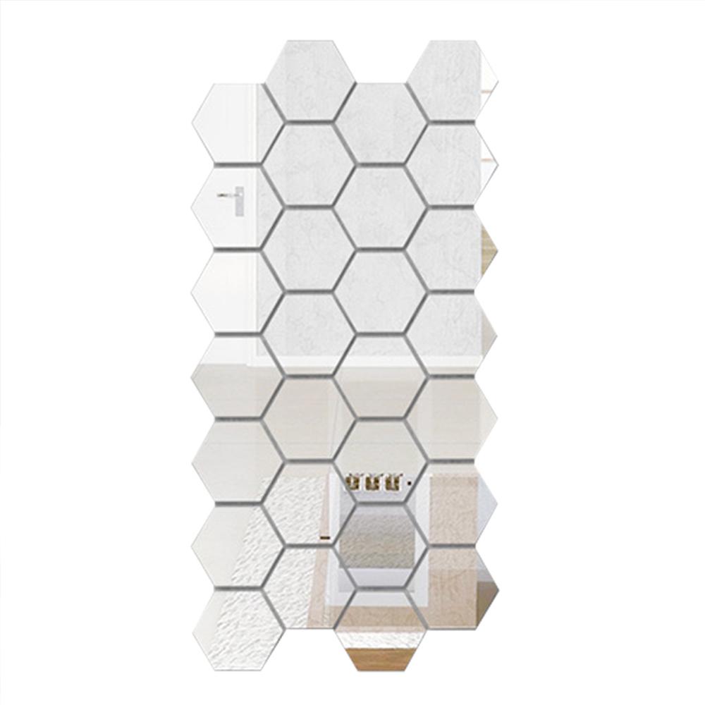 Factory Acrylic Mirror Three-dimensional Wall Sticker Living Room Entrance Aisle Staircase Personality Decorative Mirror Sticker Hexagon Frame Mirror