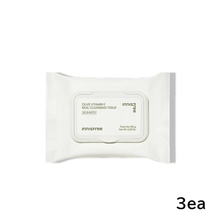 Innisfree Olive Vitamin E Real Cleansing Tissues Makeup Remover Wipes 30Sheets x 3Packs