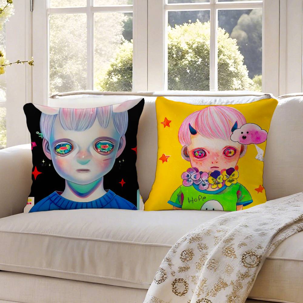 H-Hikari Shimoda IllustrationS Pillow Case Anti-dustmite Invisible zipper Sofa Bed