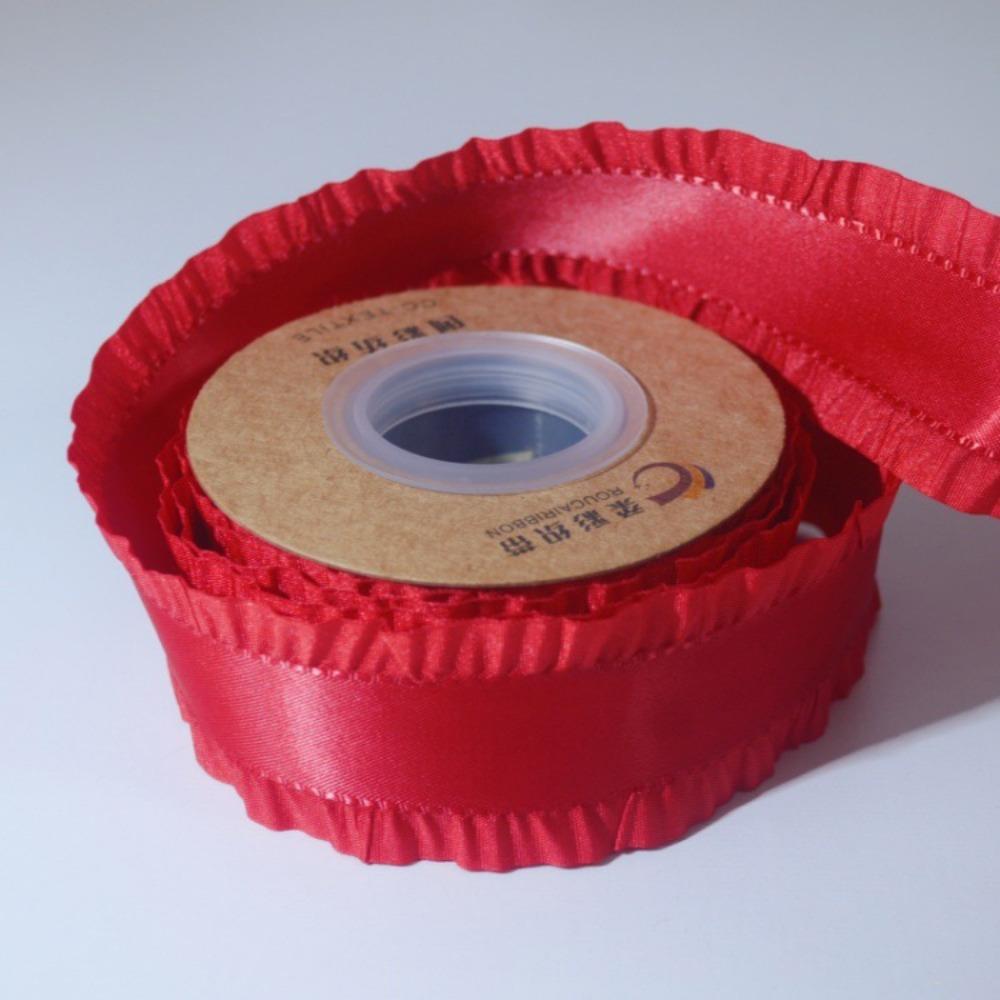 5yards Polyester Ruffles Edge Satin Ribbon Skirt Edge Woven Band  For DIY Hair Garment Accessories