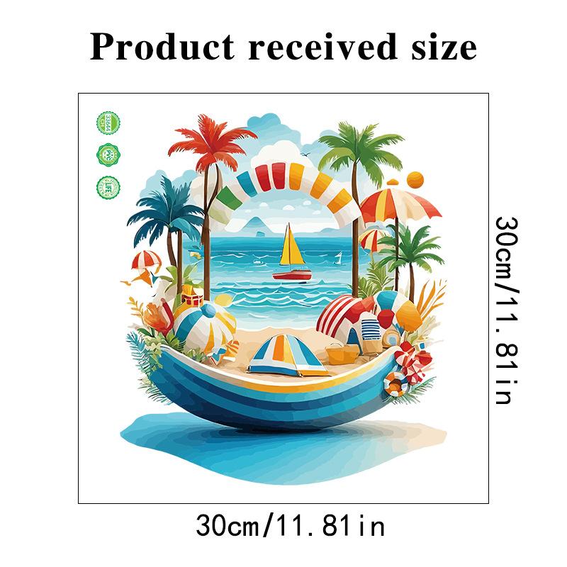 10 Styles Summer Seaside Vacation Wall Stickers Beach Sunset Stickers Toilet Stickers Self Adhesive Waterproof