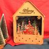 Christmas Glowing Log Cabin Painted Wooden House Window Scene Ornament Led Night Light Decoration Gift