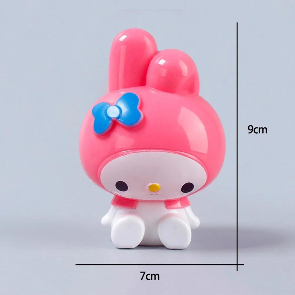 Hello Kitty Kuromi Melody Cinnamoroll Action Figure Toys Dolls Model Ornament Desktop Sanrio Kids Birthday Gifts Cake Decoration