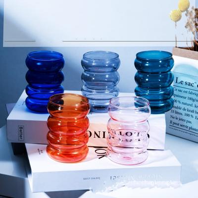 Creative Glass Cup Heat-resistant Tumbler Drinkware Tea Juice Milk Coffee Mug Home Water Glasses Ripple Mug 250ml