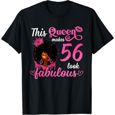 This Queen Makes 56 Look Fabulous 56th Birthday Queen Afro T-Shirt