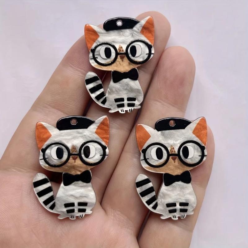 6 pieces mix kawaii  cute cat flat embellish diy jewelry necklace embellish Pendant hair accessories