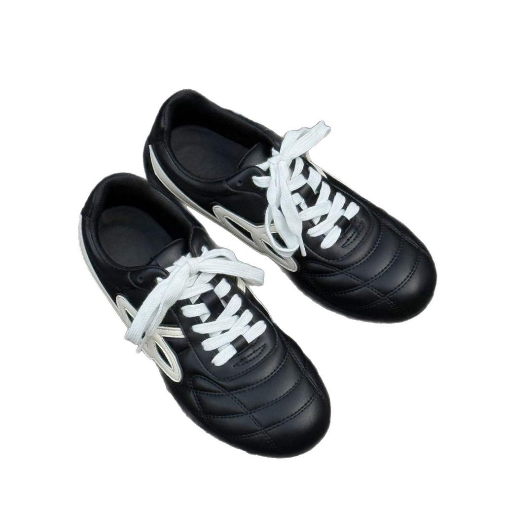 Leather German Training Shoes for Women 2025 Summer New Retro Old Dirty Shoes Flat Casual Sports Shoes Forrest Gump Shoes for Women